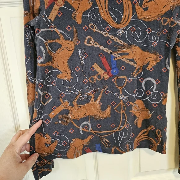 Anthropologie Adventurer Horse Equestrian Western Country Mock Neck Top - Picture 7 of 10